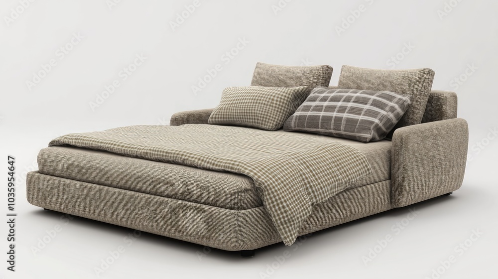 Poster 3d rendering of a versatile sofa bed design