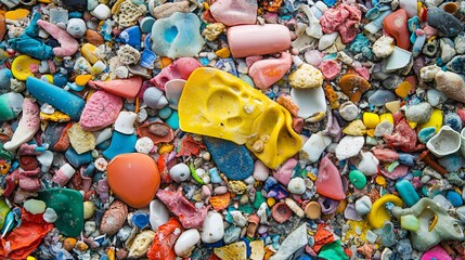 Obraz premium Microplastics, tiny plastic particles invisible to the human eye, can accumulate on our bodies and in our environment. These particles pose significant health and environmental risks