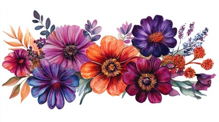 Obraz premium Watercolor illustration of a vibrant floral arrangement
