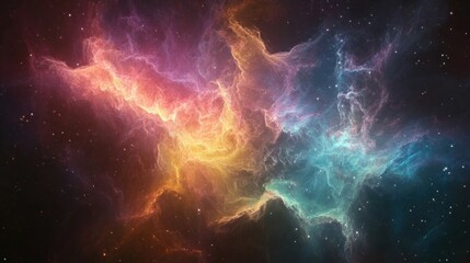 Obraz premium Colorful nebula in a galaxy space depicted in a 3D cartoon rendering creating a sci fi background of deep space and an ethereal wallpaper