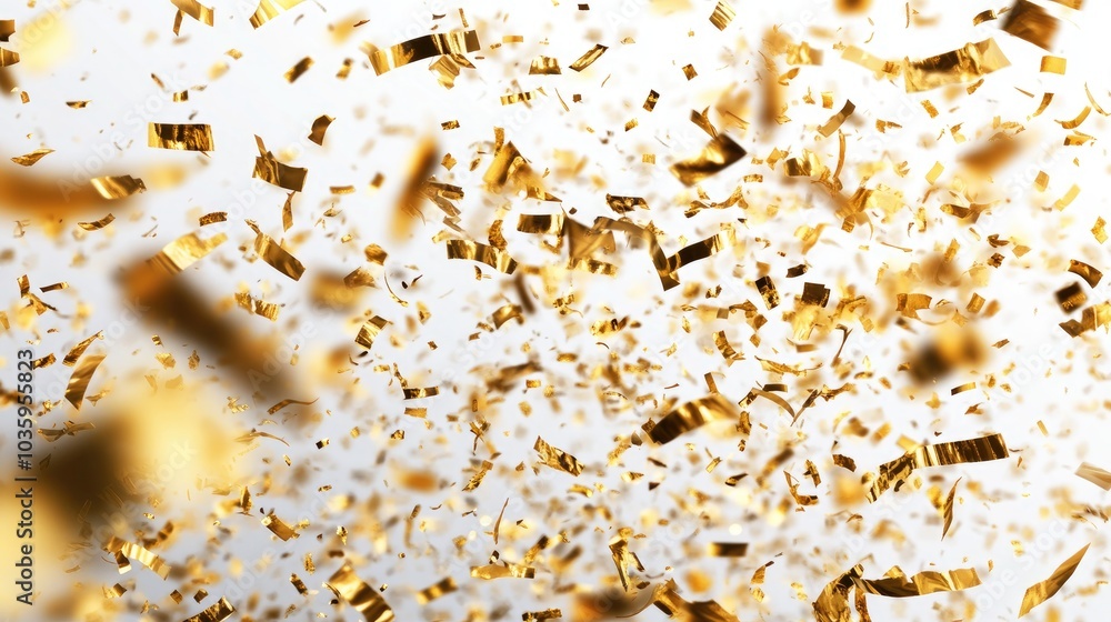 Aufkleber confetti burst on clear background shiny gold paper fragments soaring and dispersing in a dynamic mi