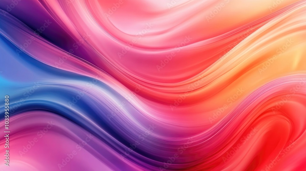 Poster dynamic abstract background with smooth curves and a vibrant gradient featuring bright colors that e