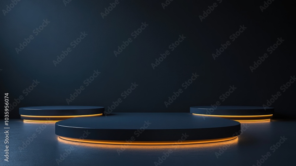 Poster illuminated concentric product display podium without background
