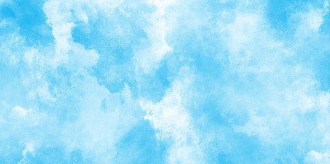 clouds in the blue sky with natural tiny clouds, abstract surface blue watercolor painting cloudy sky background, Watercolor illustration art abstract blue grunge paper texture background.