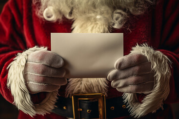 Santa Claus holding a blank piece of paper, write a letter to Santa Claus © Lara