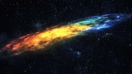 Naklejka premium Incredibly beautiful galaxy in outer space featuring a 3D cartoon rendering of a rainbow colored nebula night starry sky Multicolor outer space