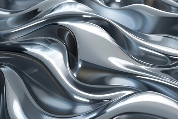 Abstract Metallic Surface with Wavy, Shiny Texture