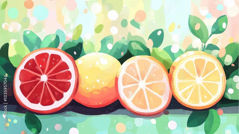 Poster Sliced Orange Lemon and Lime on Display