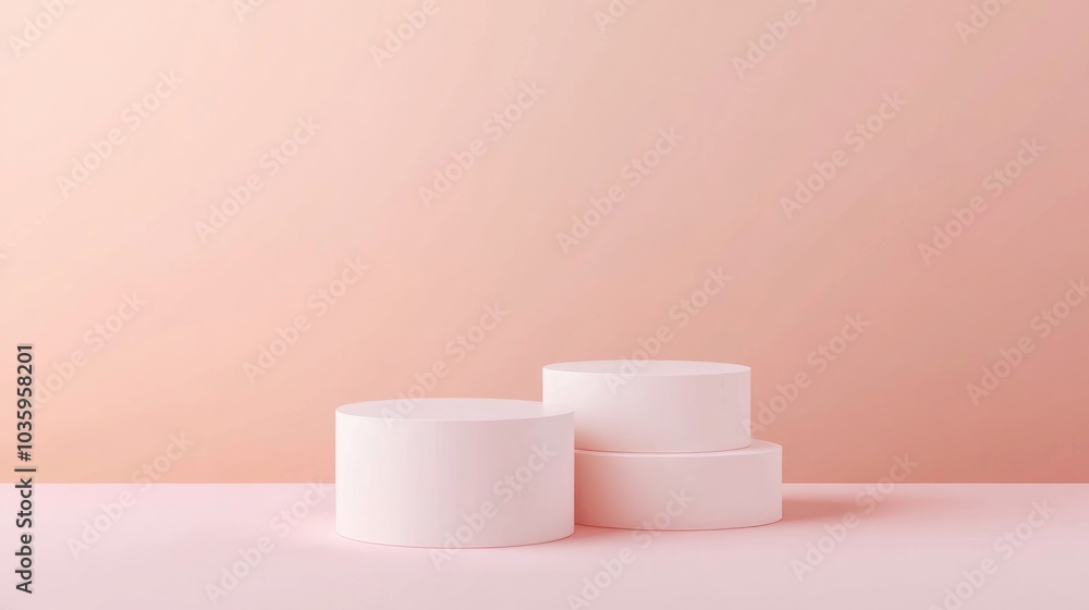 Poster empty cylindrical podium on a pastel backdrop for product display 3d rendering minimalist design
