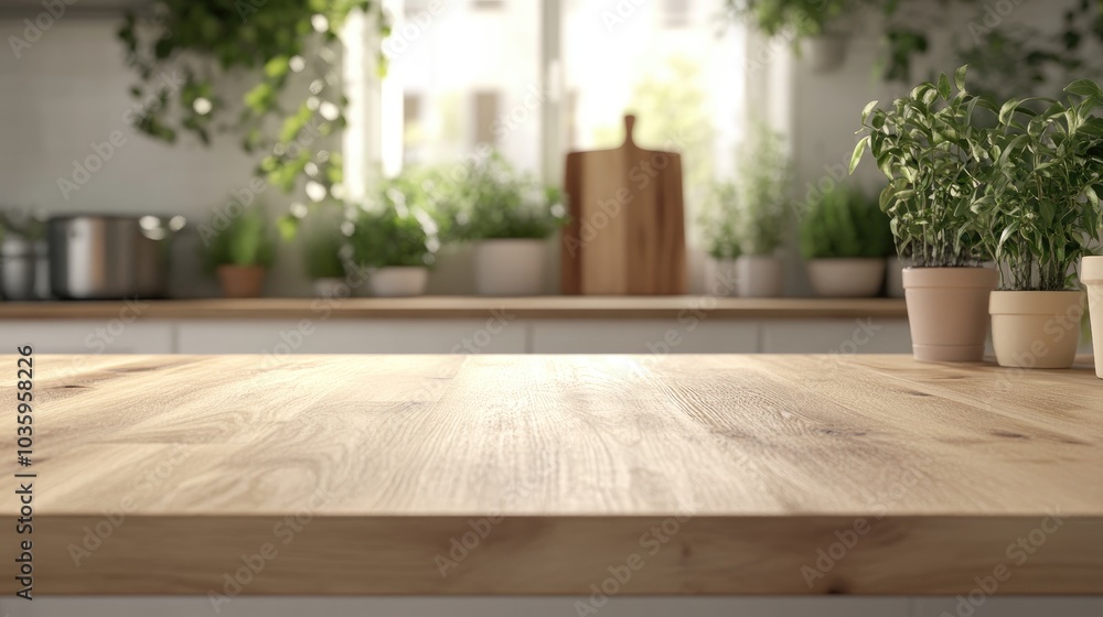 Poster 3d rendering of a wooden tabletop providing empty space for product display or mockup set against a 