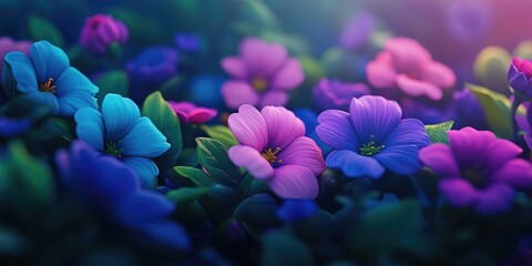 Colorful small blossoms in a garden setting, Vibrant flowers in a garden environment