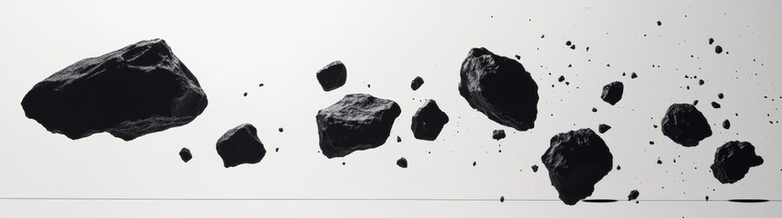Fototapeta premium A stunning view of broken rocks cascading through space.