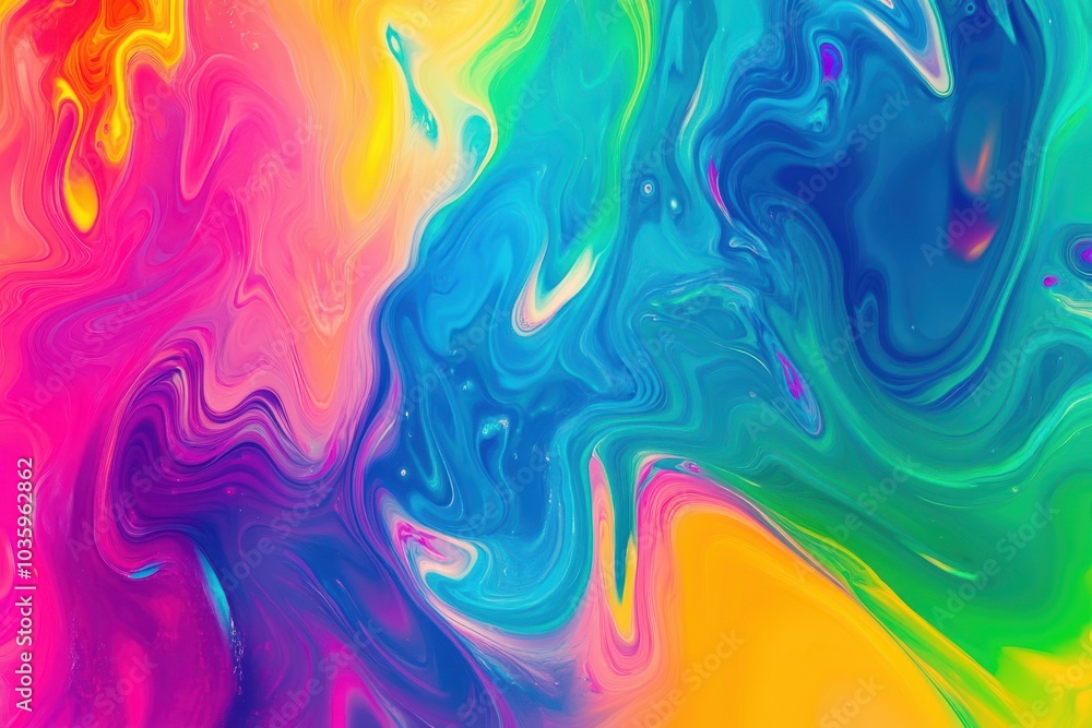Poster psychedelic waves of colorful plasma for a captivating design background. artistic wavy marble style