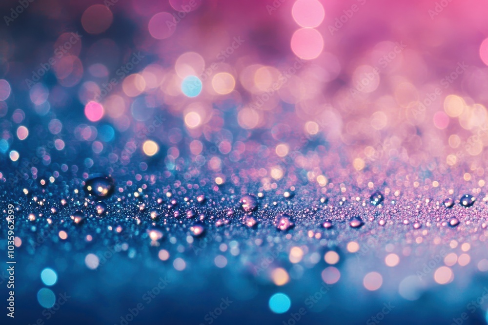 Aufkleber lively bokeh style featuring moisture beads on a surface, gently illuminated. vertical festive-orien