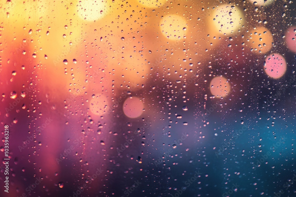 Poster lively bokeh illumination with droplets on a smooth surface, gently lit. vertical backdrop for festi