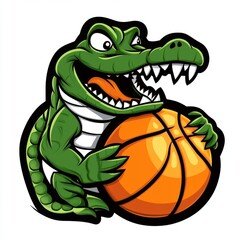 Obraz premium Logo with crocodile and basketball ball.