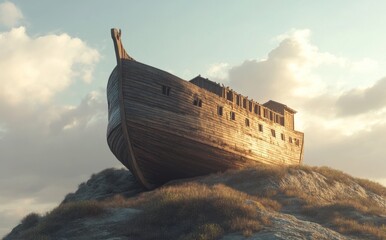 Noah's ark on top of the mountain.