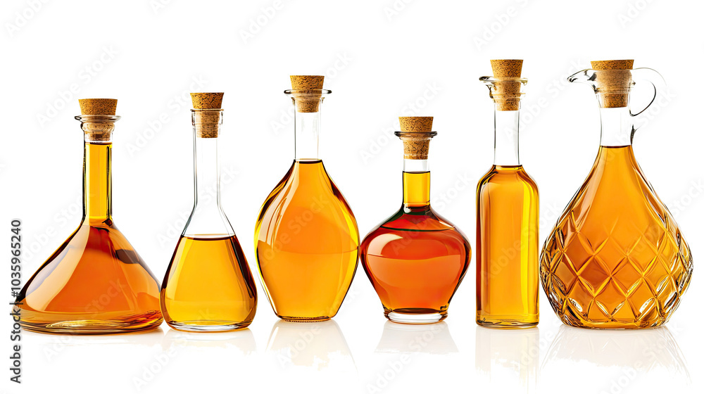 Poster set of pouring motor oils and lubricants on a transparent background generative ai