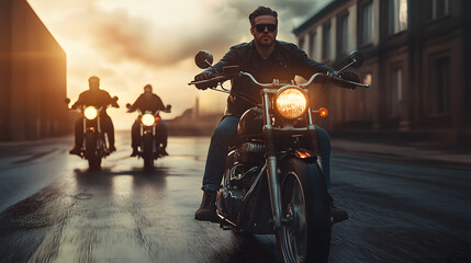 Men with classic motorbikes.