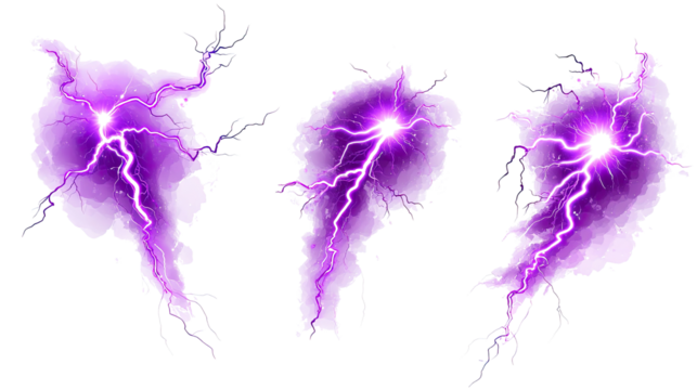 Purple Lightning Bolts Embodying Mythological Gods of Power Generative AI