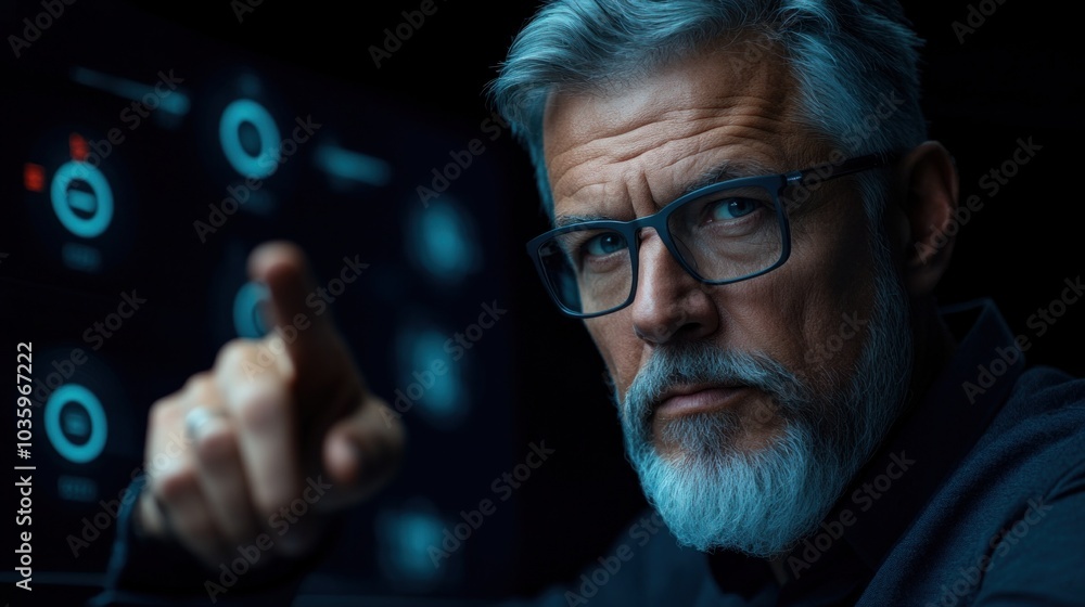 Poster technician configuring a smart factory system using internet of things (iot) technology, symbolizing