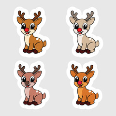 a collection of cute deer sticker vector bundle.