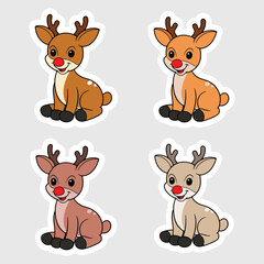 a collection of cute deer sticker vector bundle.