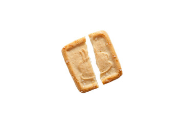 Single isolated broken biscuit in white background