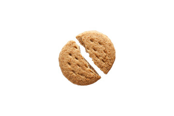 Single isolated broken biscuit in white background