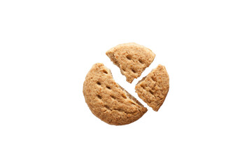 Single isolated broken biscuit in white background