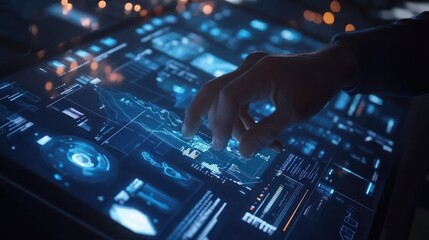 Obraz premium Close-up of hands analyzing financial charts on documents, concept of business analysis. Generative AI