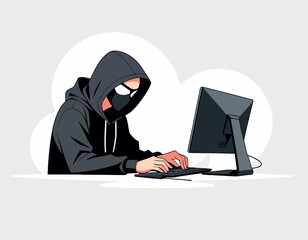 hacker stealing data isolated on white background