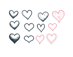 set of hearts isolated on a white background