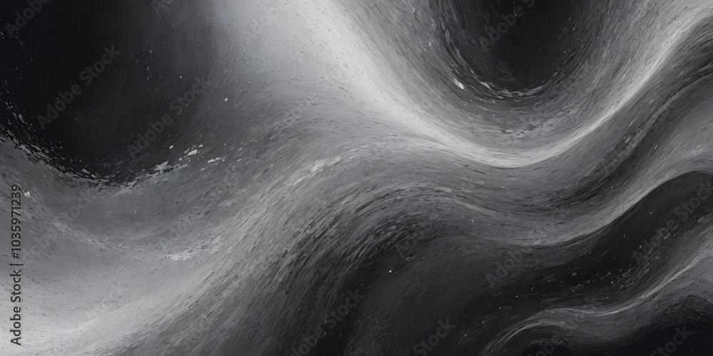 Poster abstract monochromatic swirl: fluid grayscale art, expressing motion, texture, and depth through swi