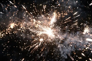 Obraz premium sparks like particles floating in air over black background