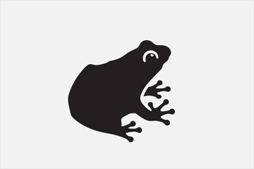 A black silhouette of a frog viewed.