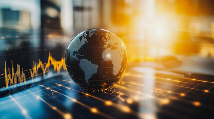 Abstract business network Around the world and charts and graphs with statistics to innovative analyze business potential and forecast future development of companies growth.