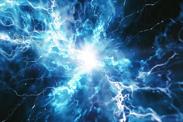 Blue and white energy with electrical electricy plasma power crackling fusion