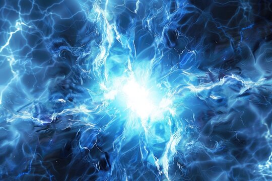 Blue and white energy with electrical electricy plasma power crackling fusion