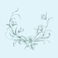 Floral Wedding monogram crest design. Vintage wedding monogram design. Wedding initial.

