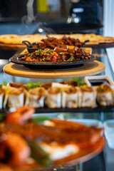 Various traditional Turkish dishes in the restaurant.