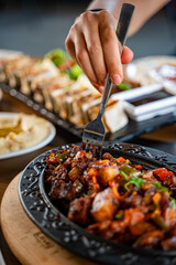 Various traditional Turkish dishes in the restaurant.