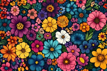 Colorful floral patterns in a seamless design