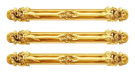 Set of Decorative Gold Frames With Oriental Design for Presentations Generative AI
