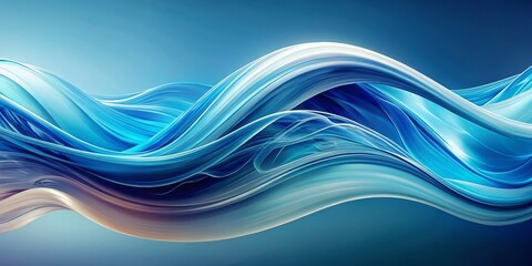 Abstract Blue Wave Composition, 3D Rendered, Fluid Dynamics, Wave, Abstract, 3D