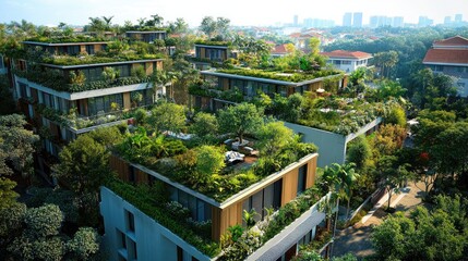 Obraz premium Rooftop gardens atop residential structures