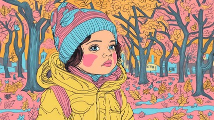 Little Girl in Autumn Park Portrait