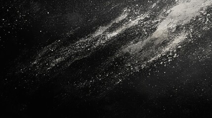 Obraz premium Dust And Sand Scattering On Black Background Abstract Grunge Illustration Rough Uneven Surface With Medium Ink Textured Paint Print On Paper Or Plaster