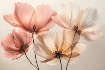 Delicate floral compositions in soft pastel tones