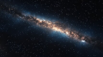 A stunning view of the Milky Way galaxy from a remote space station, showcasing stars and nebulae in the distance